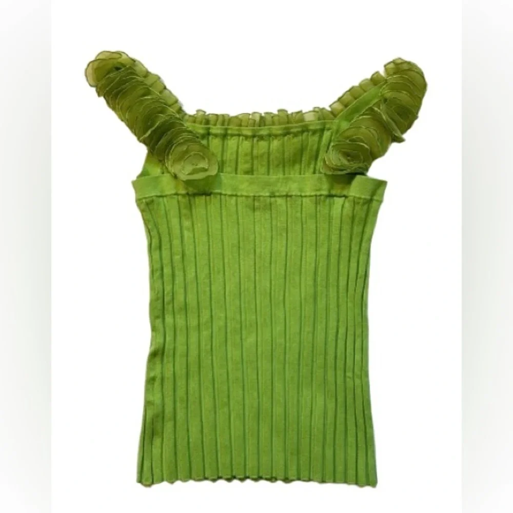 Y2K Belldini Green Bead-Detail Neckline Top Size XL